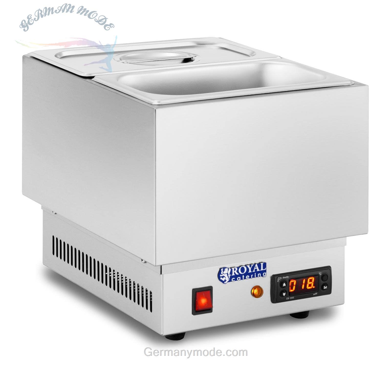 وارمر شکلات گرم کن دو لگن برقی رویال کترینگ آلمان Royal Catering RCCM-250-2GN واحد تمپرینگ شکلات قدرت 250 وات 2 ظرف 1/4 اینچی