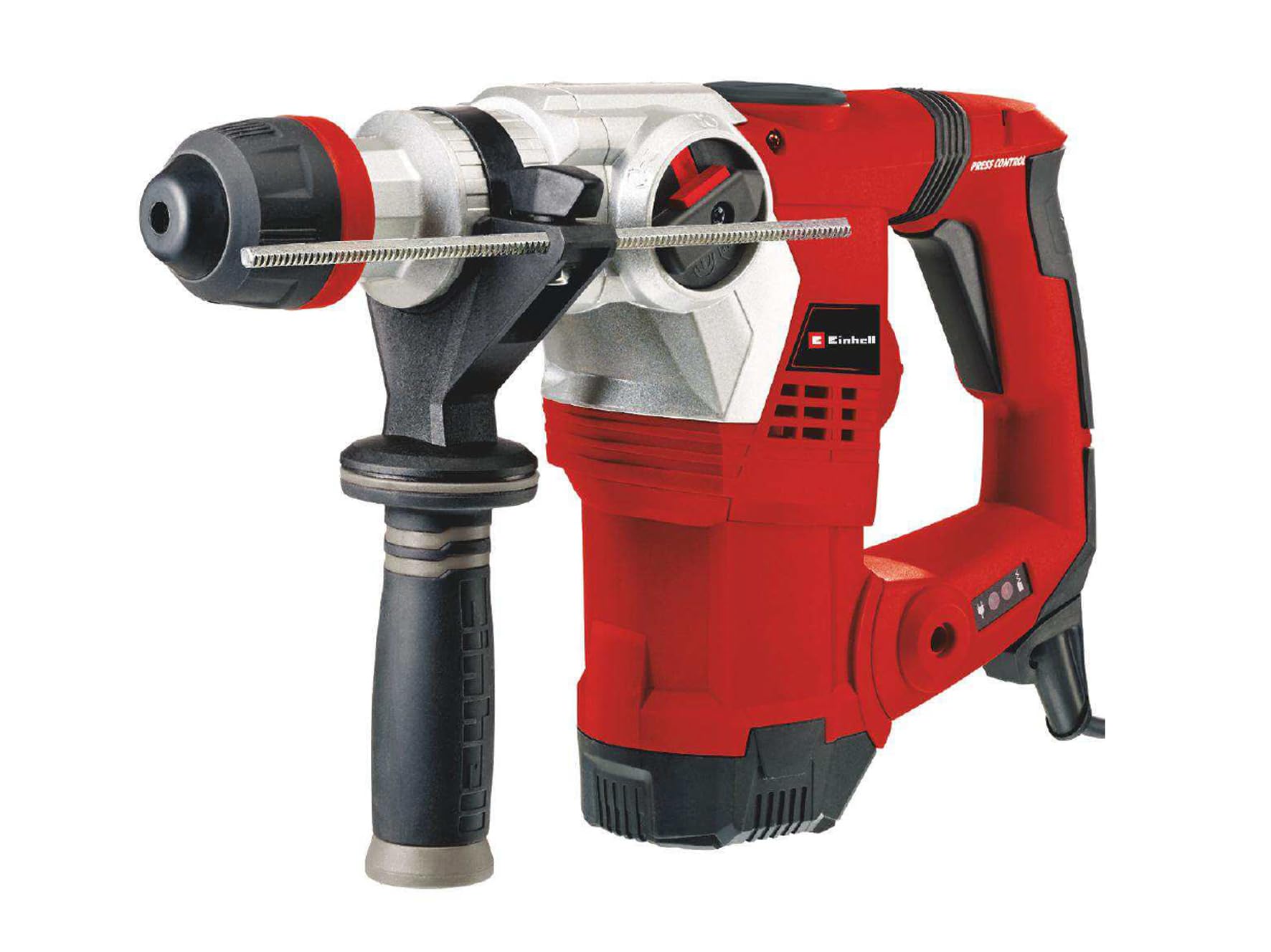 خرید از آمازون - کیت دریل چکشی Einhell TE-RH 32 4F (1250 وات، 5 ژول، عملکرد حفاری 32 میلی متر در بتن، SDS-Plus، دسته ضد لرزش، شامل جعبه الکترونیکی، 3 مته، اسکنه نوک تیز و تخت)