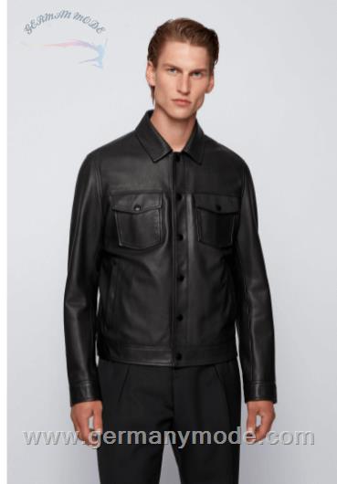 کاپشن چرم مردانه هوگو باس آلمان BOSS LEDERJACKE IM TRUCKER-STIL MIT HERAUSNEHMBAREM INNENFUTTER
