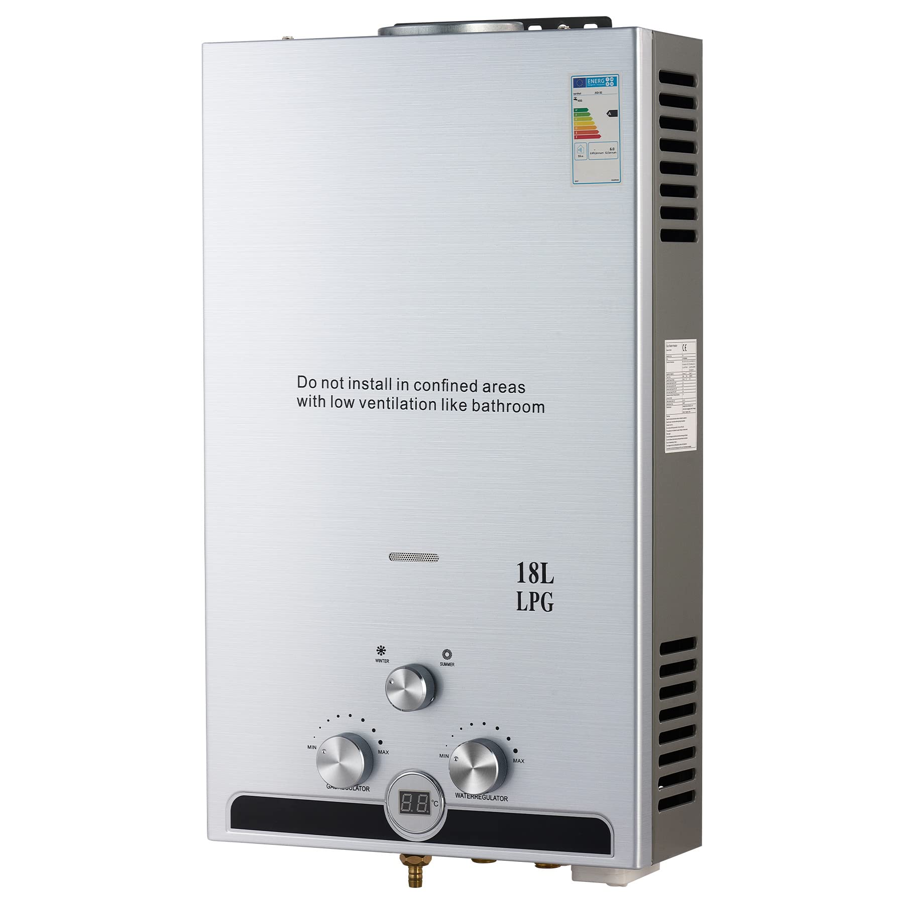 خرید از آمازون - آبگرمکن لحظه ای گازی CO-Z 18L آبگرمکن گازی LPG آبگرمکن آنی آبگرمکن آب گرم بدون مخزن دیگ فوری (18 لیتر)