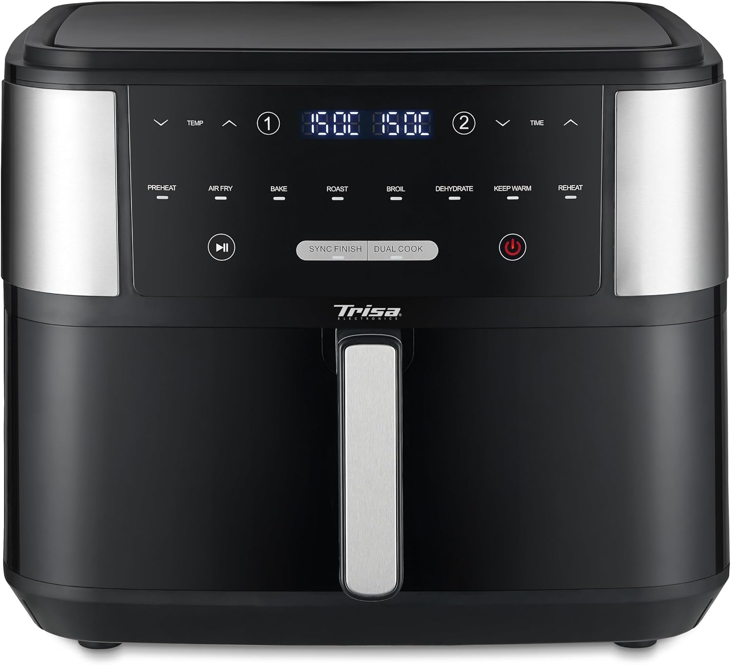 سرخ‌ کن بدون روغن تریزا سوئیس Trisa 10L Crunchy Fry Pro با قابلیت SYNC FINISH و محفظه جداشدنی، سرخ کردن، کباب کردن، برشته کردن، پخت و گرم کردن مجدد، صفحه نمایش لمسی، 50-200 درجه سانتیگراد