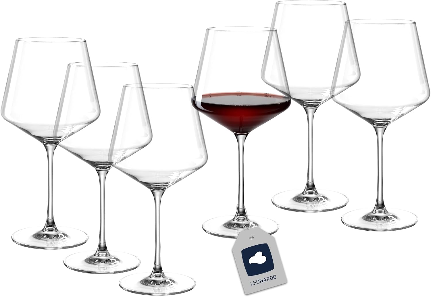 لیوان‌ شراب قرمز لئوناردو هوم آلمان LEONARDO HOME Wine Glass, Glass مدل پوچینی مجموعه ۶ عددی ضد خش ۷۳۰ میلی‌لیتر طراحی مدرن ۰۶۹۵۵۵
