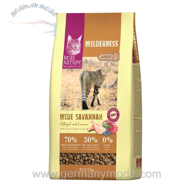 غذا خشک گربه گراز وحشی و بره رئال نیچا آلمان REAL NATURE WILDERNESS Adult Wide Savannah Geflügel mit Lamm 2-5kg