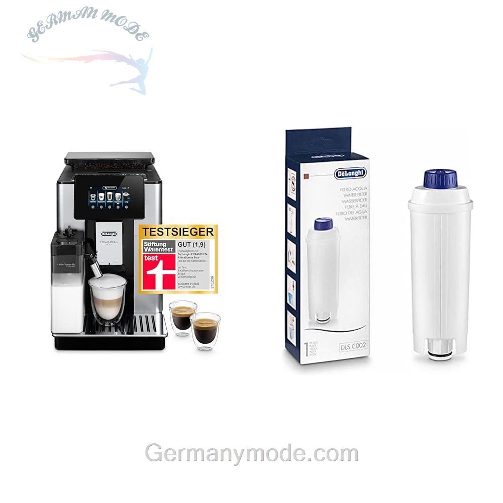 اسپرسو ساز تمام اتوماتیک دلونگی ایتالیا DeLonghi PrimaDonna Soul Perfetto ECAM 612.55.SB با سیستم شیر LatteCrema + فیلتر آب اصلی DLSC002