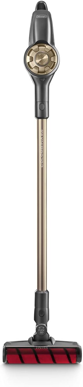 جارو شارژی دلونگی ایتالیا DeLonghi xlm418 GCG جارو شارژی بدون کابل و بدون کیف شارژی مشکی/طلایی 400 وات 400 وات 0.5 لیتر 400 وات + 2 سطح مکش + برس ترکیبی