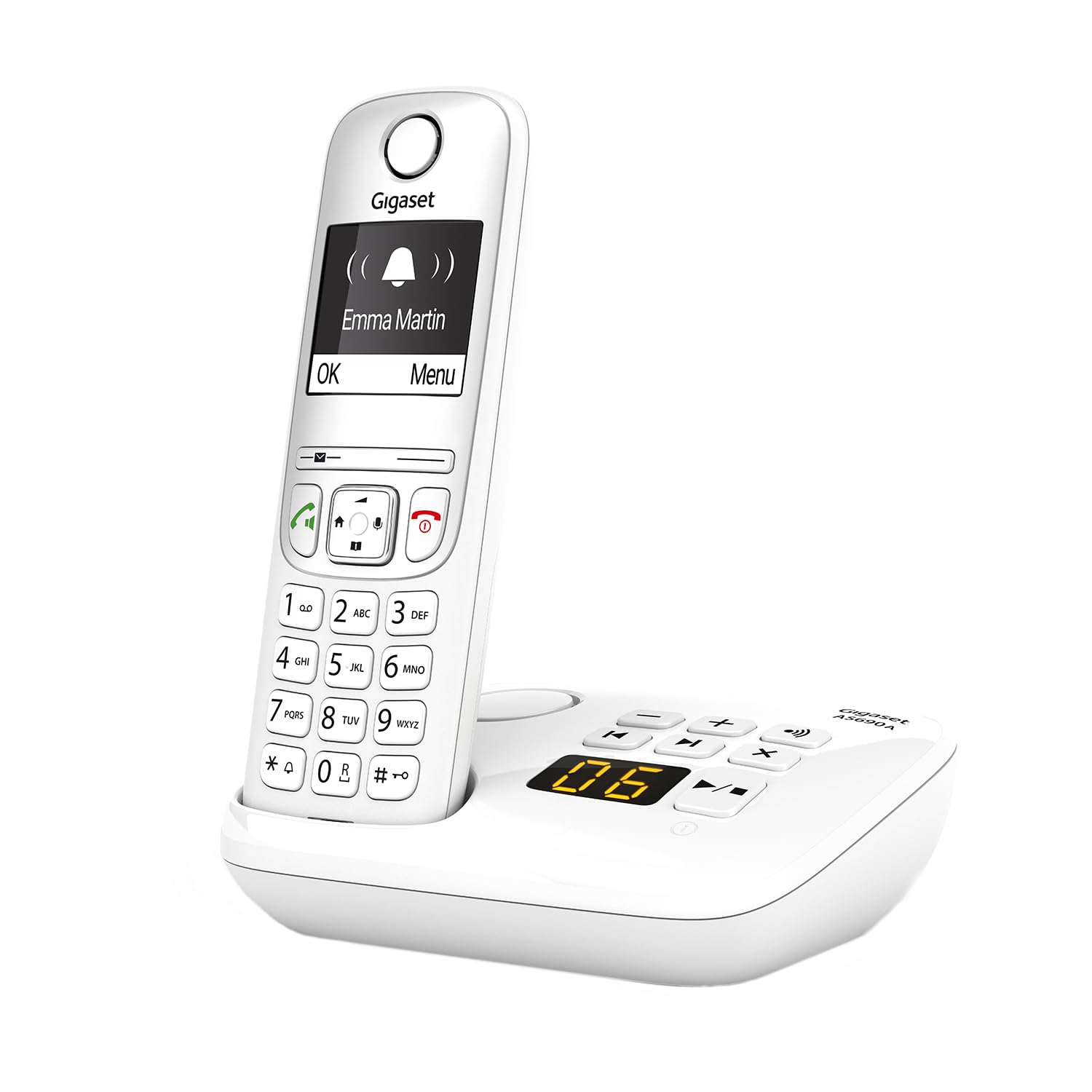 تلفن بی سیم DECT با منشی تلفنی Gigaset AS690A - صفحه نمایش بزرگ با کنتراست بالا، پروفایل های صوتی قابل تنظیم - عملکرد هندزفری - محافظت از تماس، سفید [نسخه آلمانی]