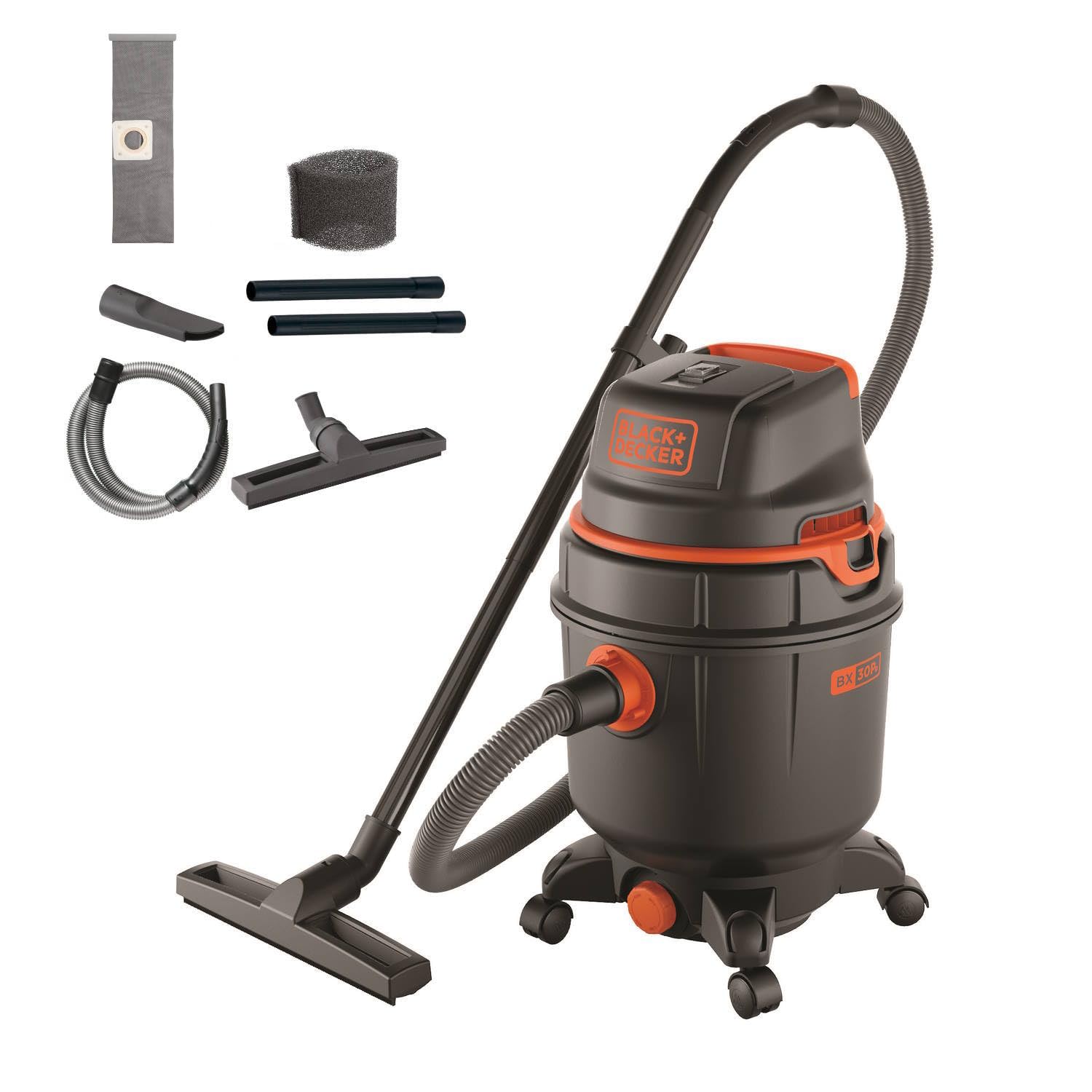 جارو برقی مرطوب و خشک بلک ان دکر آمریکا BLACK+DECKER BXVC30PDE با سوکت یکپارچه برای ابزار برقی (1600 وات، 30 لیتر)