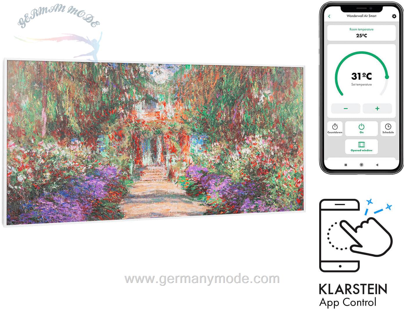 بخاری برقی مادون قرمز هوشمند کلارشتاین آلمان Klarstein Wonderwall Air Art Smart Infrarotheizung 120*60cm Design Gartenweg
