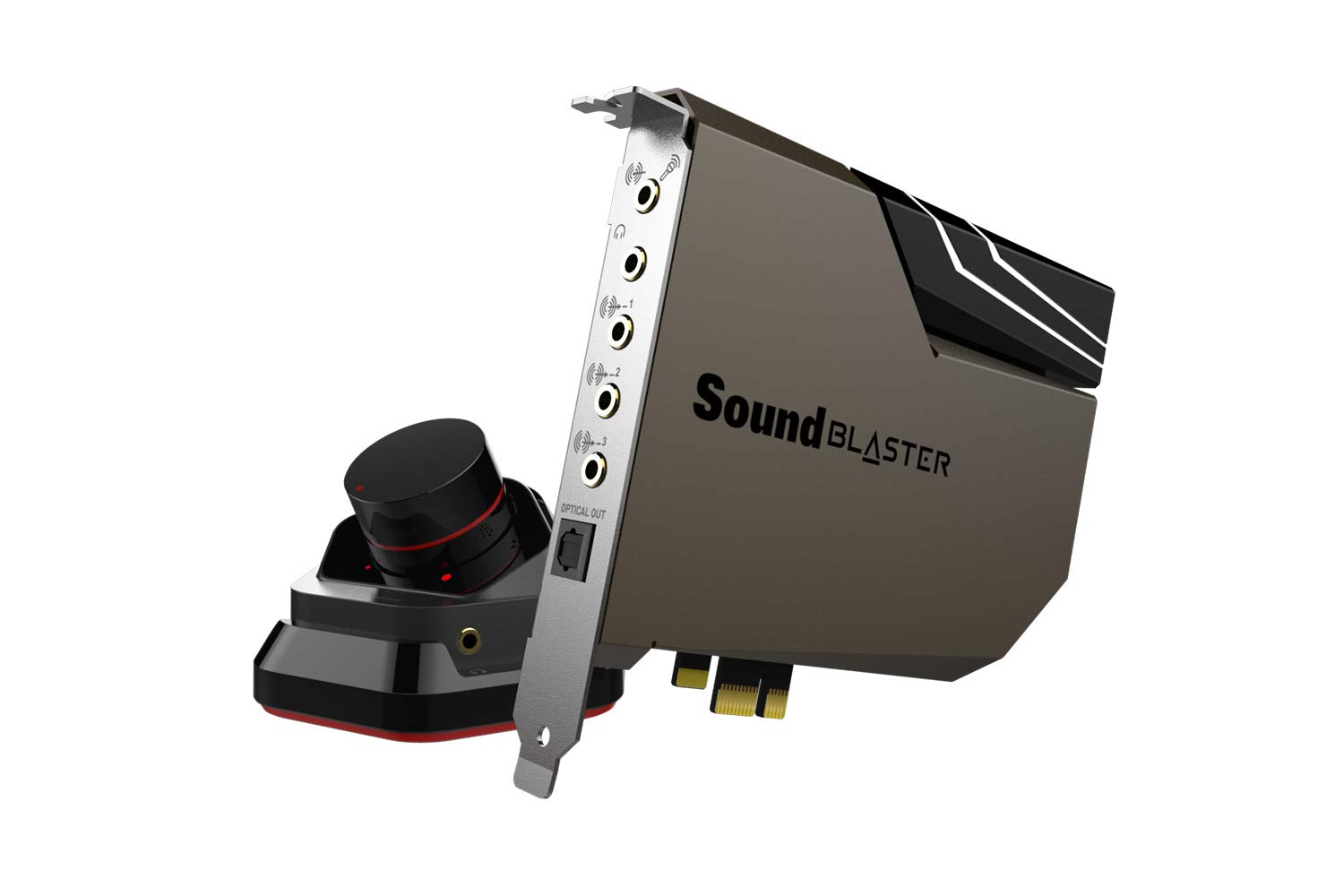 کارت صدای Creative Sound Blaster AE-7 - کارت صدای PCI-e DAC/تقویت‌کننده با وضوح بالا به همراه دو آمپلی‌فایر هدفون Xamp مجزا و ماژول کنترل صدای خاکستری/مشکی Sound Blaster AE-7 - 127 دسی‌بل DNR