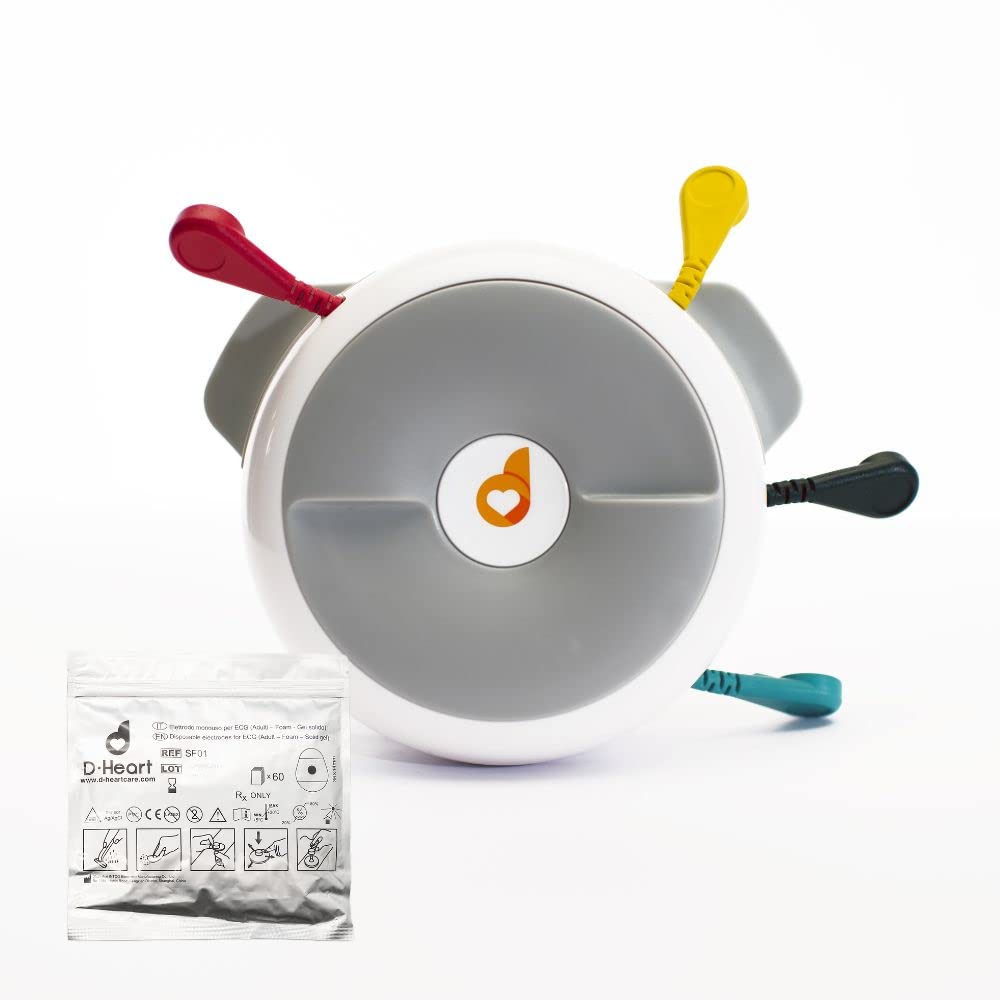 خرید از آمازون - دستگاه ECG موبایل D-Heart | دستگاه اندازه گیری ECG برای نوار قلب با لید 8/12 برای بیماران و پزشکان مانیتور ECG سازگار با IOS و Android (60 الکترود)