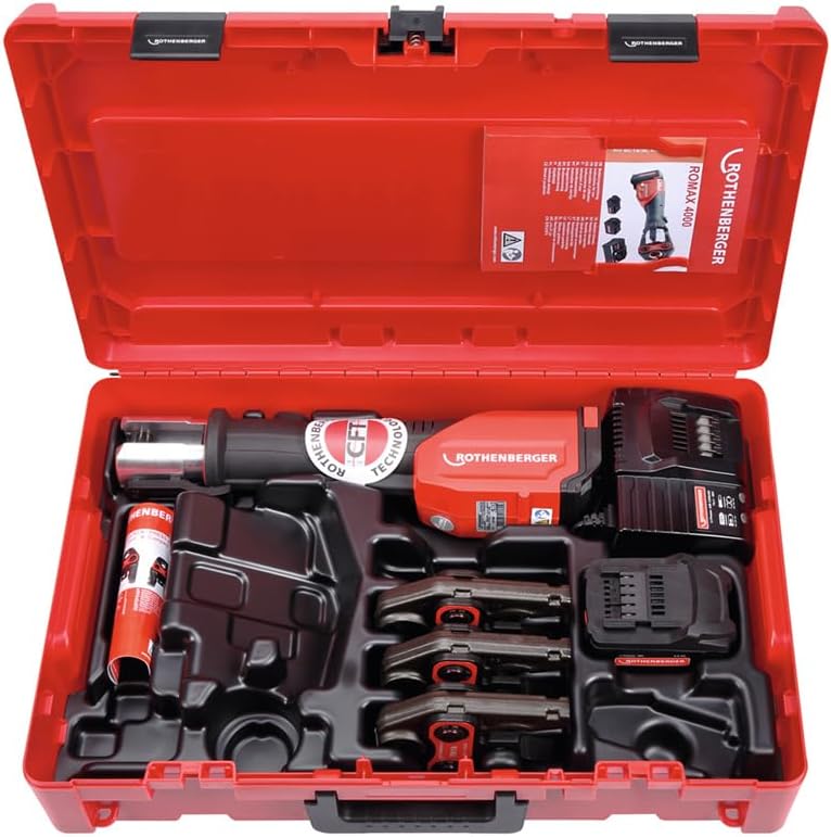 دستگاه پرس الکتروهیدرولیکی شارژی با مجموعه ابزار روتنبرگر آلمان Rothenberger ROMAX 4000 Set U16-20-25mm, 4Ah, EU | 1000001926
