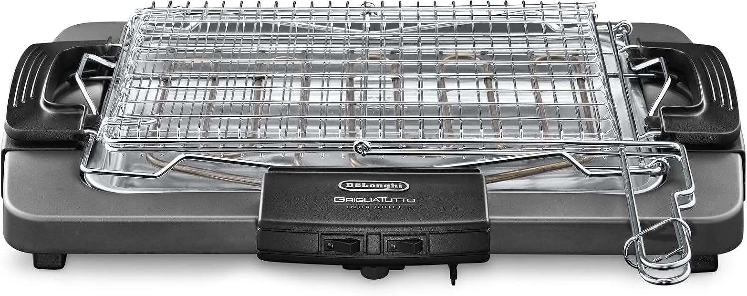 گریل باربیکیو دلونگی ایتالیا DeLonghi 0126178012 Bq 80.X رومیزی، پلاستیکی، تک سطح بزرگ خاکستری
