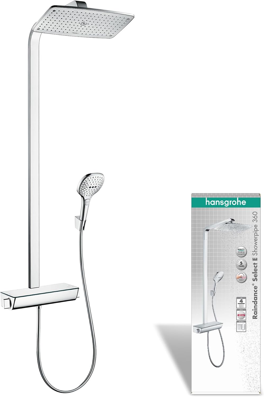 خرید از آمازون - شیر حمام دوش علم دوش حمام گروهه آلمان Hansgrohe Raindance select E 360 shower system (3 spray types) chrome