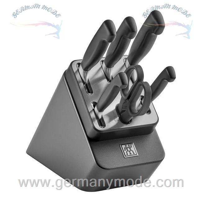 ست 7 پارچه چاقو آشپزخانه زولینگ آلمان zwilling VIER STERNE Selbstschärfender Messerblock 7-tlg, Anthrazit