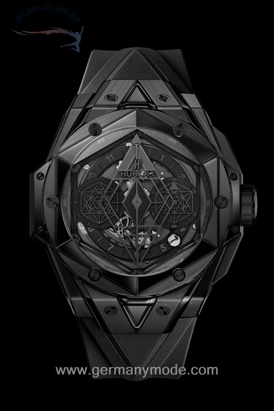 ساعت مچی مردانه هابلوت سوئیس HUBLOT SANG BLEU II ALL BLACK 45MM