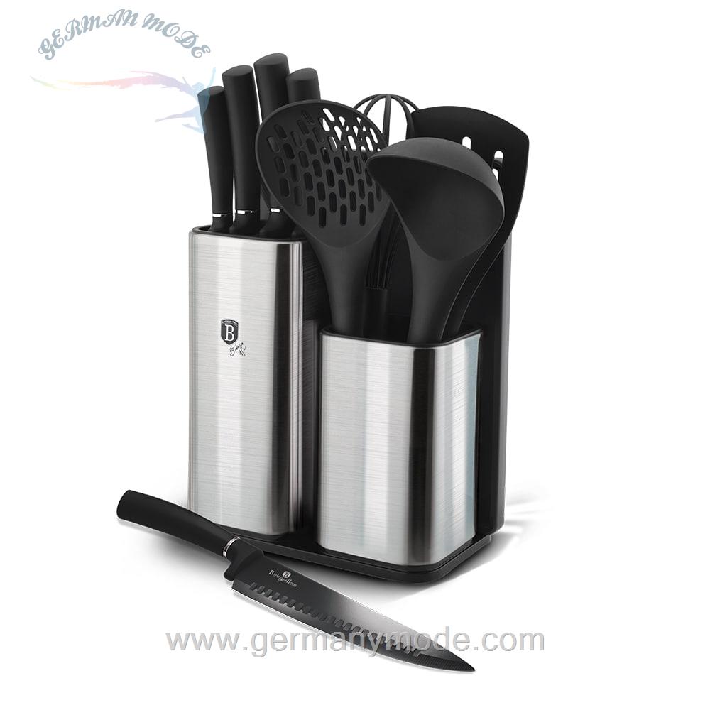 ست چاقو آشپزخانه 12 پارچه با تخته برش کفیر ملاقه برلینگر هاوس مجارستان BERLINGER HAUS KNIFE SET WITH CUTTING BOARD/UTENSILS BH/6247
