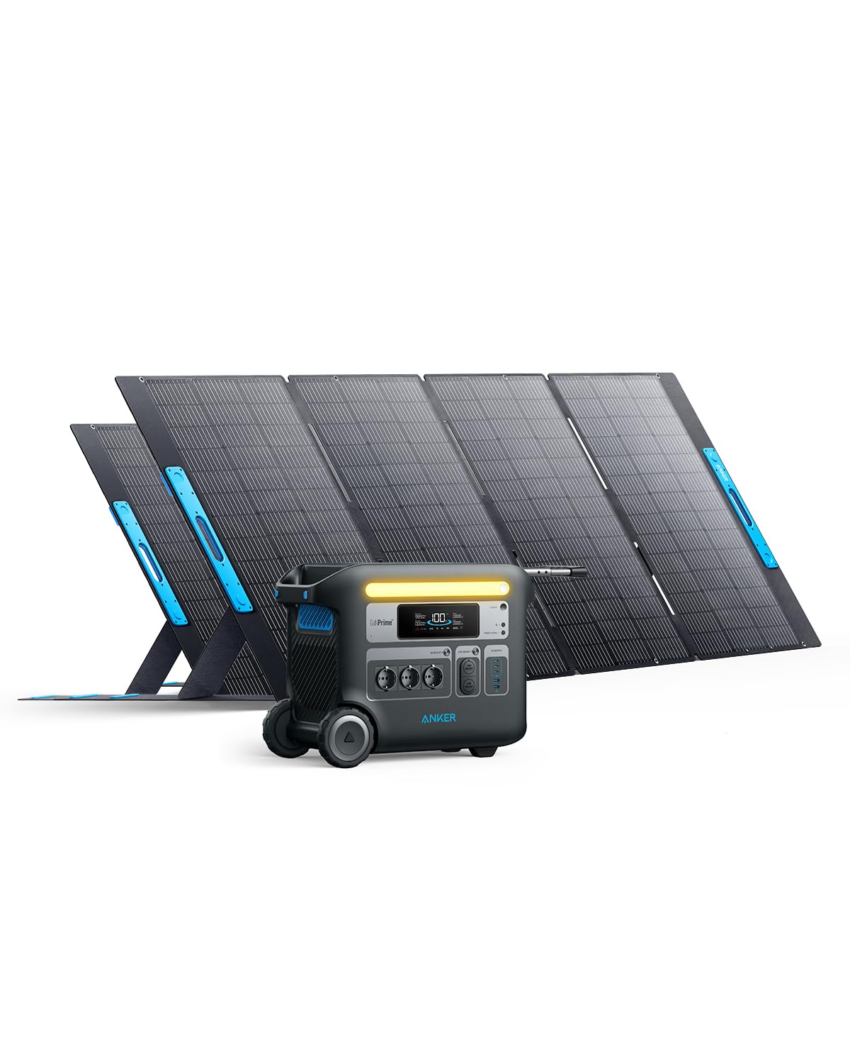 خرید از آمازون - ژنراتور خورشیدی Anker SOLIX F2000، 767 GaNPrime PowerHouse 2048Wh با پنل خورشیدی 2x400W، نیروگاه قابل حمل با خروجی AC 2300W و باتری LifePO4 برای خانه، کمپینگ، RV