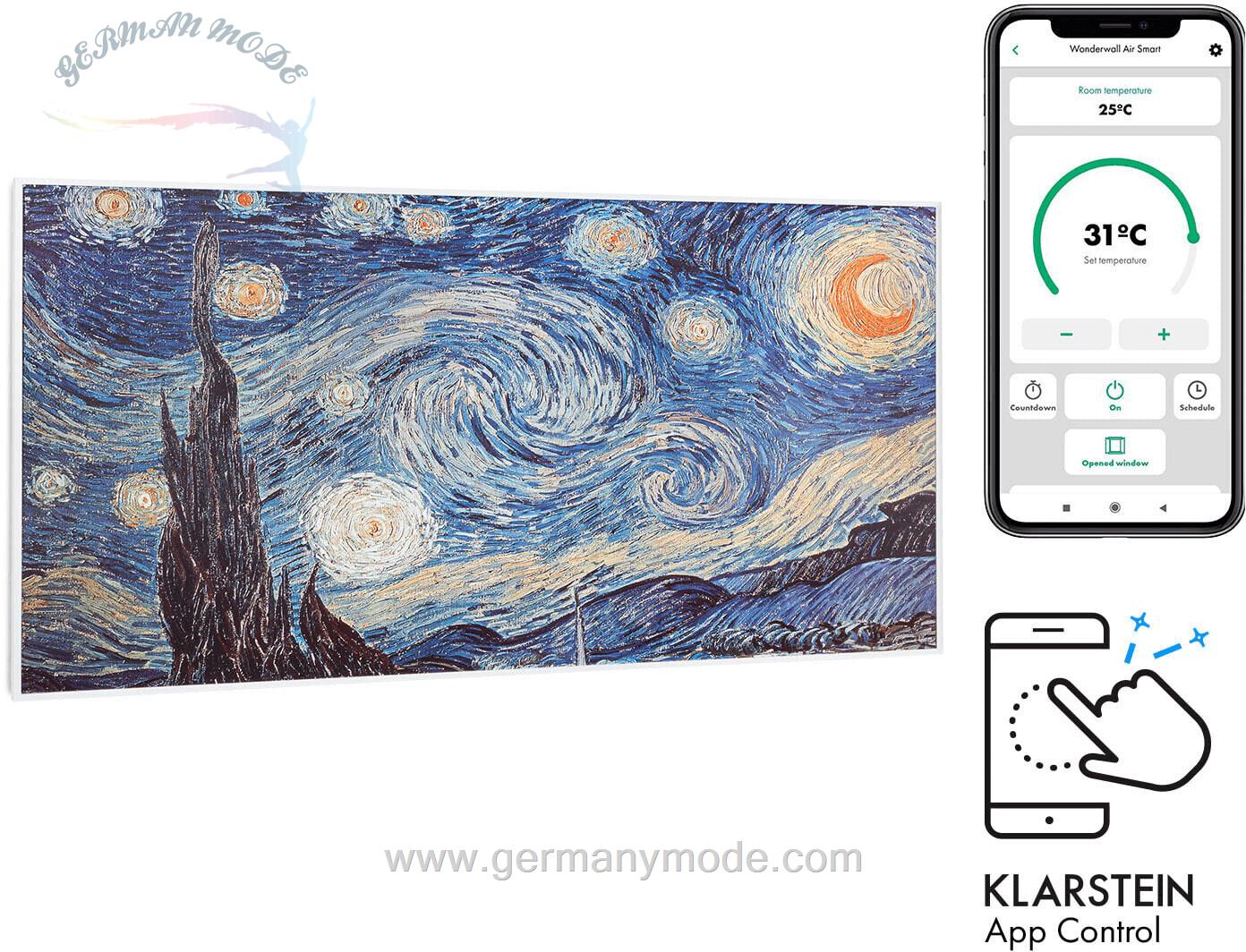 بخاری برقی مادون قرمز هوشمند کلارشتاین آلمان Klarstein Wonderwall Air Art Smart Infrarotheizung 120*60cm Design Sternennacht