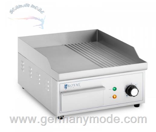 دستگاه گریل برقی صنعتی رویال کترینگ آلمان Royal Catering Elektro-Grillplatte Ribber + Flat 36x38cm (RCPG45-M)