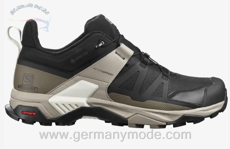 کتانی پیاده روی مردانه سالامون فرانسه SALOMON X ULTRA 4 GORE-TEX Hiking-Halbschuhe Herren Black / Vintage Khaki / Vanilla Ice