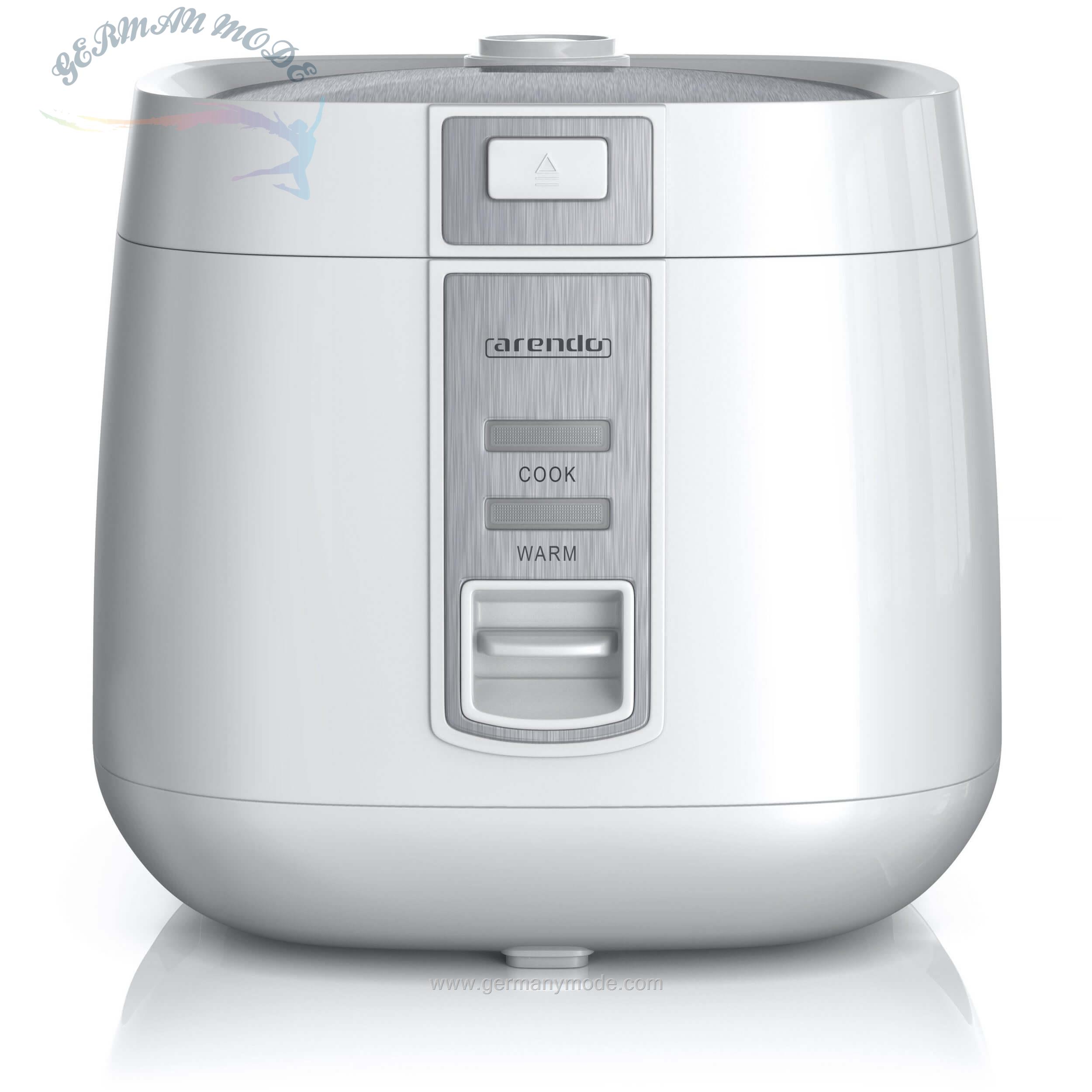 پلوپز آرندو آلمان Arendo Reiskocher- 540 W- Reiskocher mit Hitzeschutz -Dampfgareinsatz MAKI 1-4 Liter-weiß