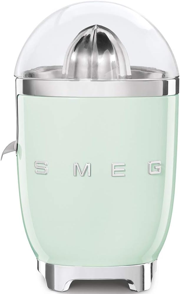 آب مرکبات گیری اسمگ ایتالیا SMEG CJF11PGEU، پایه‌های ضد لغزش، غربال و مخروط پرس از جنس استیل ضد زنگ، 70 وات، سبز پاستلی