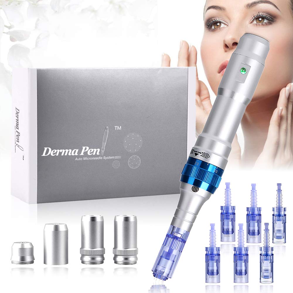 خرید از آمازون - قلم میکرونیدلینگ برقی 0.25-2.5mm Dermapen Dermaroller Pen Microneedle Skin Care Tool برای رفع چین و چروک، اسکار آکنه، کشیدگی پوست، ریزش مو با 12PIN، 36PIN، سوزن های گرد نانو 1 عدد (بسته 1 عددی)