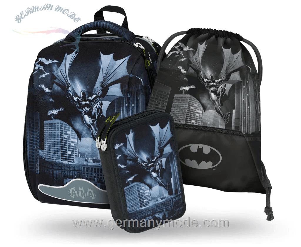 ست 3 تایی کوله پشتی مدرسه کوله ورزشی جامدادی پسرانه بگل Baagl Shelly Batman Dark City Schulranzen Set 3tlg Schulranzen Federmäppchen Turnbeutel