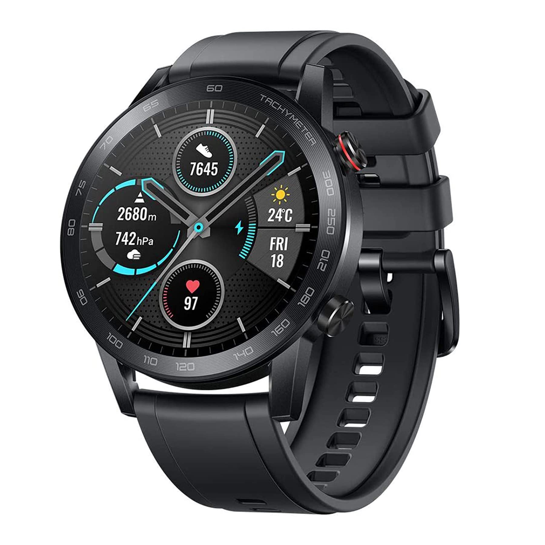 خرید از آمازون - ساعت هوشمند Honor MagicWatch 2، عمر باتری 14 روزه، 15 حالت تناسب اندام، مانیتور SpO2، پایش ضربان قلب شنا، ردیابی خواب استرس، تماس بلوتوث، مشکی 46 میلی متری مشکی، 46 میلی متر