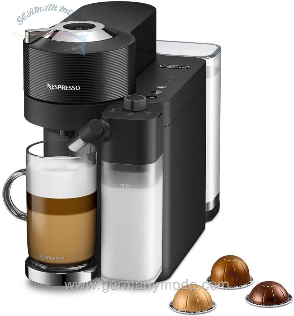 دستگاه کپسول قهوه با سیستم کف کردن اتوماتیک شیر دلونگی DeLonghi Nespresso Vertuo Lattissima ENV300.B، دستگاه کپسول قهوه با سیستم کف کردن اتوماتیک شیر، اندازه 5 فنجان، 3 دستور شیر، استفاده آسان، مشکی مات