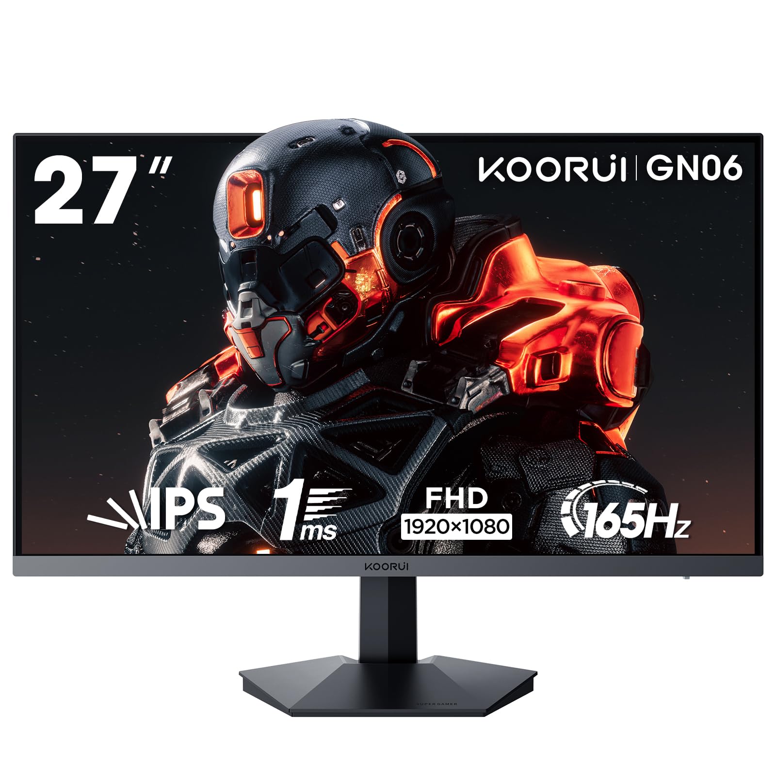 خرید از آمازون - KOORUI Gaming Monitor 27 Zoll, 165Hz, FHD (1080×1920), IPS, 1ms GTG, Adaptive Sync, 75*75mm VESA Kompatibel, DCI-P3 90% (HDMI, DisplayPort) Schwarz