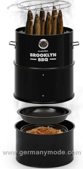گریل باربیکیو کباب پز بشکه ای زغالی کلارشتاین آلمان Klarstein Brooklyn-BBQ 4-in-1-Grillfass Holzkohlegrill Schwarz