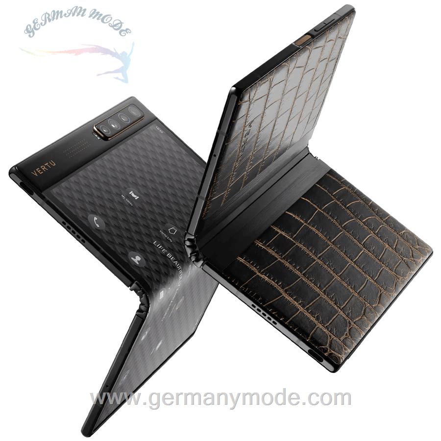 گوشی موبایل تاشو ورتو انگستان VERTU FOLD 5G Alligator Leather Golden Black