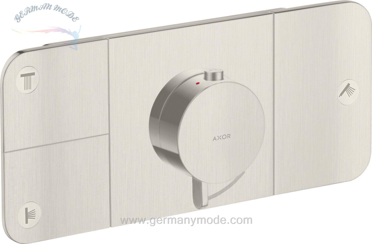 شیر حمام توکار هانس گروهه آلمان Hansgrohe Axor One Thermostatmodul Unterputz für 3 Verbraucher 45713 Stainless Steel Optic 45713800