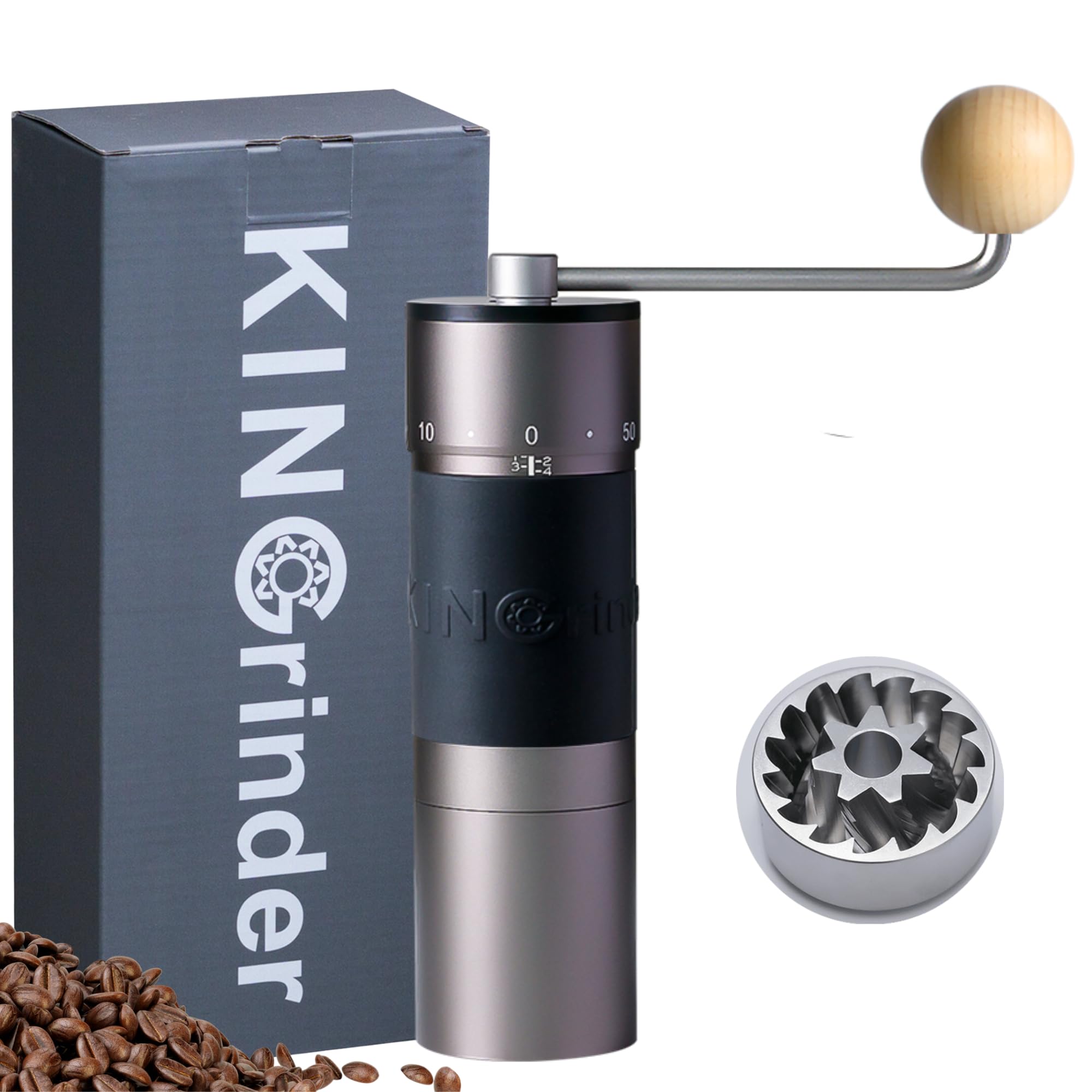 آسیاب قهوه دستی KINGrinder K6 با ۲۰۰ درجه آسیاب قابل تنظیم برای اروپرس، فرنچ پرس، چکه‌ای، اسپرسو، ظرفیت ۳۵ گرم