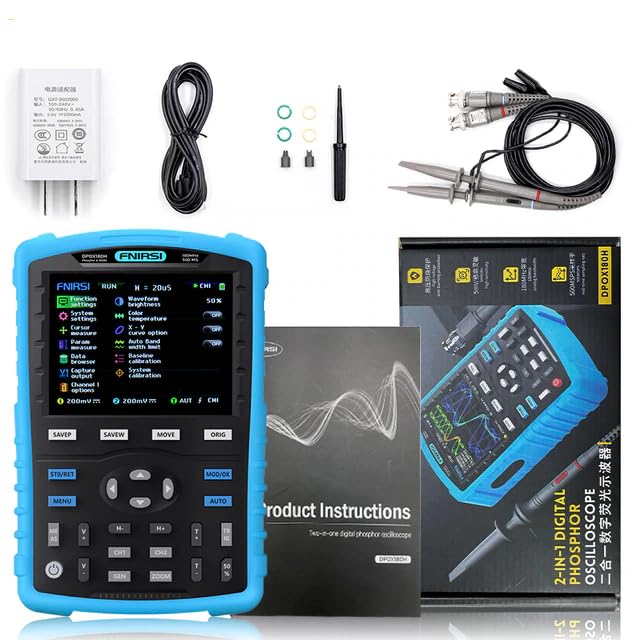 اسیلوسکوپ دیجیتال دو کاناله دستی مینی GuliTech FNIRSI DPOX180H اسیلوسکوپ دیجیتال دو کاناله دستی 180MHz-3DB 2 در 1 عملکرد ژنراتور سیگنال فلورسانس نمایشگر زوم