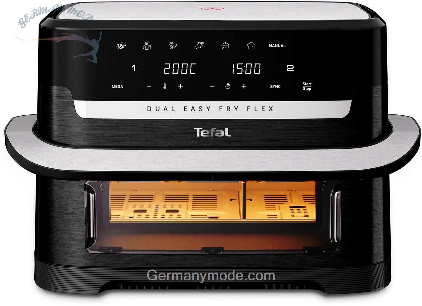 سرخ کن بدون روغن XL تفال فرانسه Tefal EY9228 Dual Easy Fry Flex Trennwand 9L بزرگ 9 لیتر