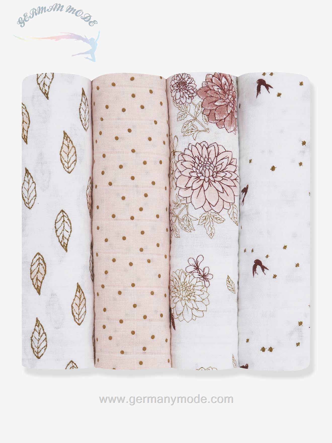 پک 4 تایی پتو نوزاد ورت فرانسه Vertbaudet 4er-Pack Maxi-Wickeltücher ADEN ANAIS