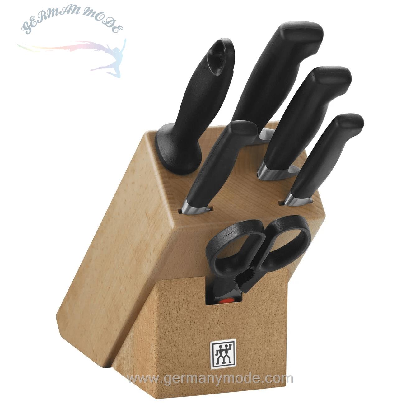 ست چاقو آشپزخانه ۷ پارچه زولینگ آلمان ZWILLING VIER STERNE MESSERBLOCKSET 7-TLG- NATUR