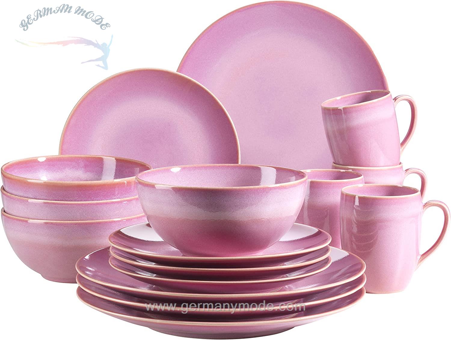 سرویس غذاخوری سرامیک 16 پارچه 4 نفره ماسر اتریش Mäser Kombiservice Ossia Basic (16-tlg.) Pink