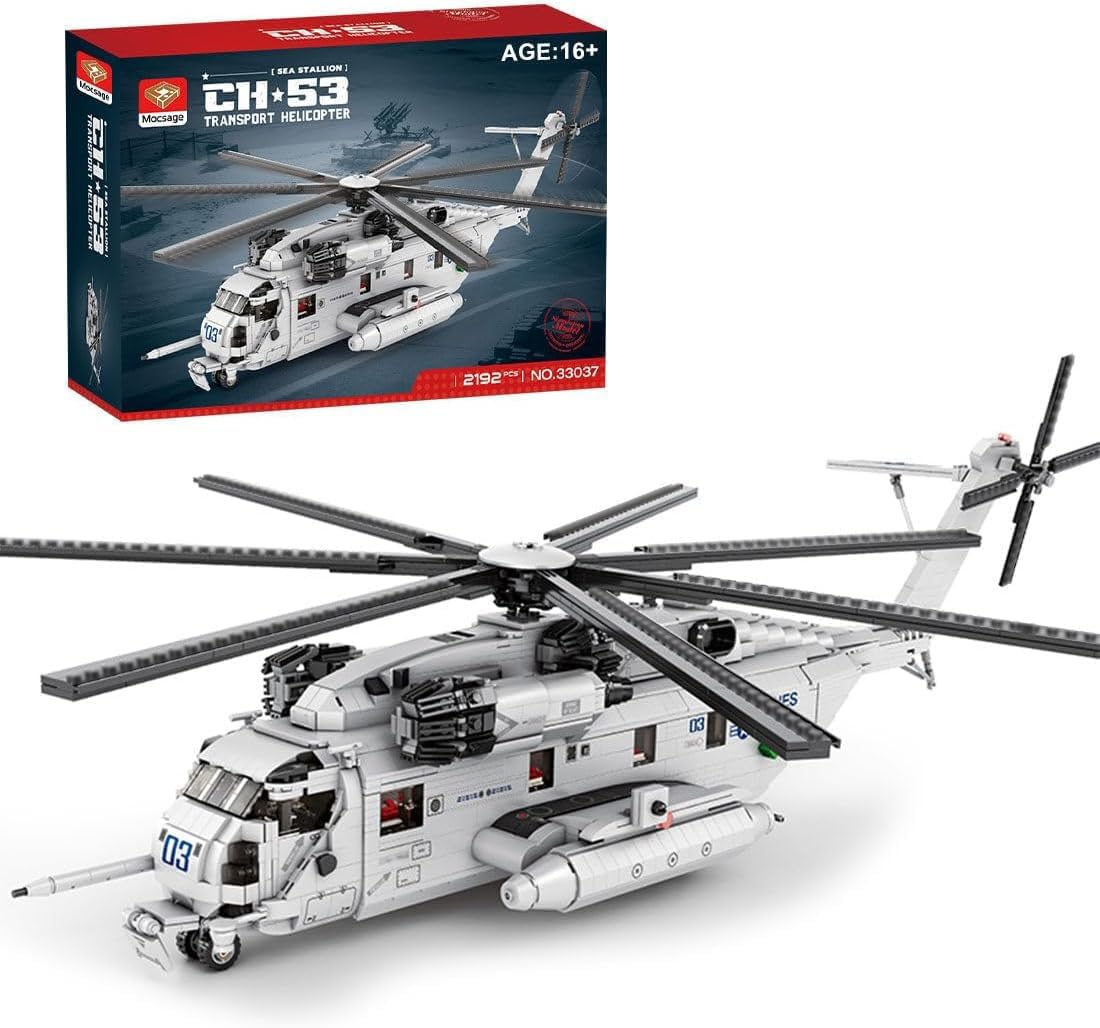 لگو هلیکوپتر Auspcers Technology Military Airplane Building Blocks, 2192 Pieces 1/35 CH-53E Super Stallion Modern Military Helicopter, Mocsage Model Kit Airplane سازگار با برندهای اصلی