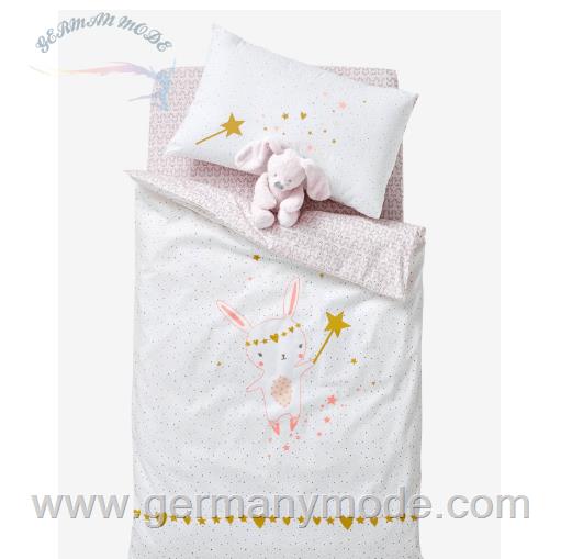 ست تشک پتو بالش کودک ورت فرانسه Vertbaudet Baby Bettbezug Feenzauber Oeko Tex - wollweiß/rosa