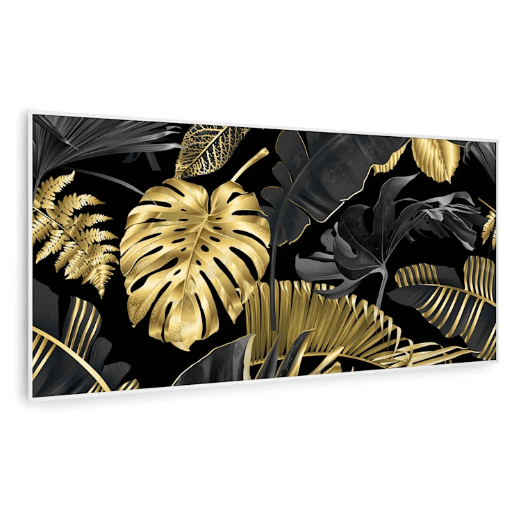 بخاری مادون قرمز هوشمند کلارشتاین آلمان Klarstein Wonderwall Air Art Smart Infrarotheizung Schwarzes Blatt weiber Rahmen 120 x 60 cm