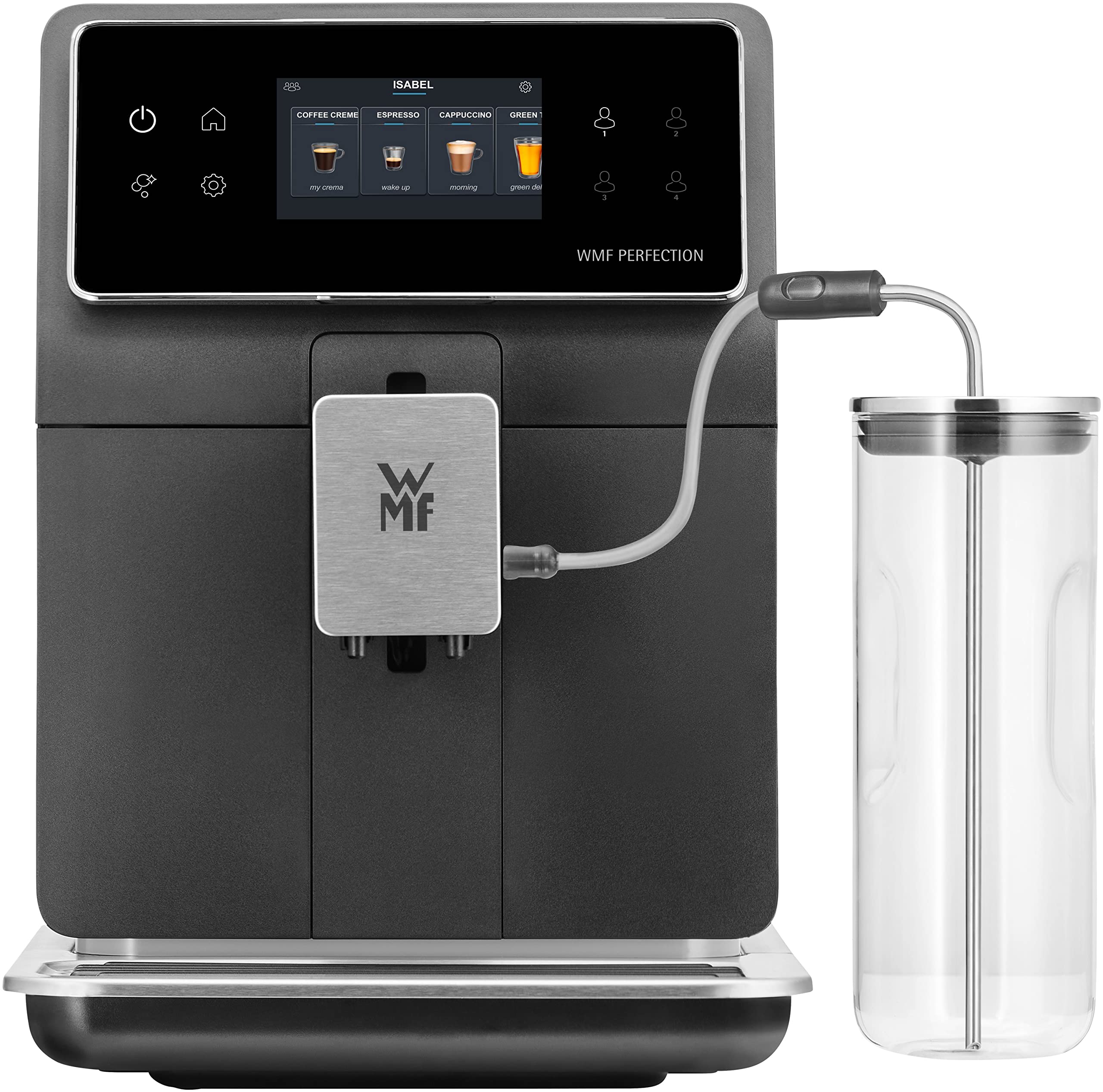 خرید از آمازون - قهوه ساز تمام اتوماتیک WMF Perfection 860L با سیستم شیر، 17 نوع نوشیدنی، ترموبلاک دوبل، آسیاب استیل ضد زنگ، مشخصات کاربری، ظرف شیر 1 لیتری