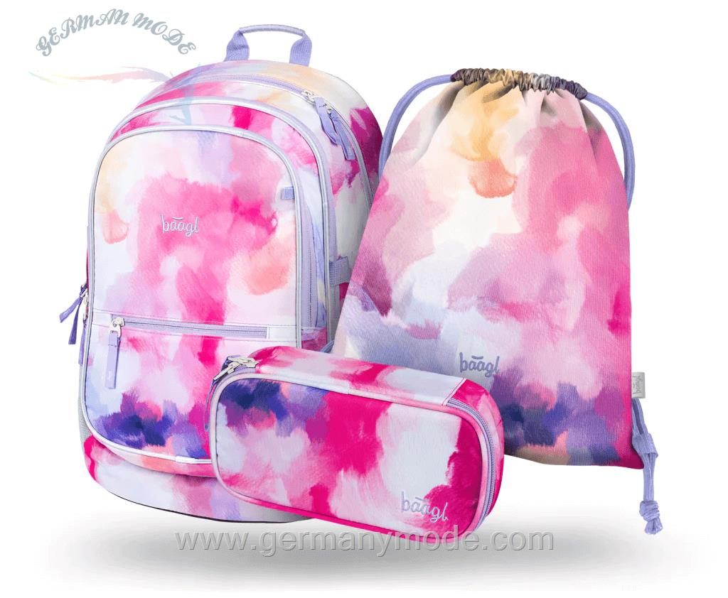 ست 3 تایی کوله پشتی مدرسه کوله ورزشی جامدادی دخترانه بگل Baagl Core Painting Rucksack Set 3tlg Rucksack Federmäppchen Turnbeutel