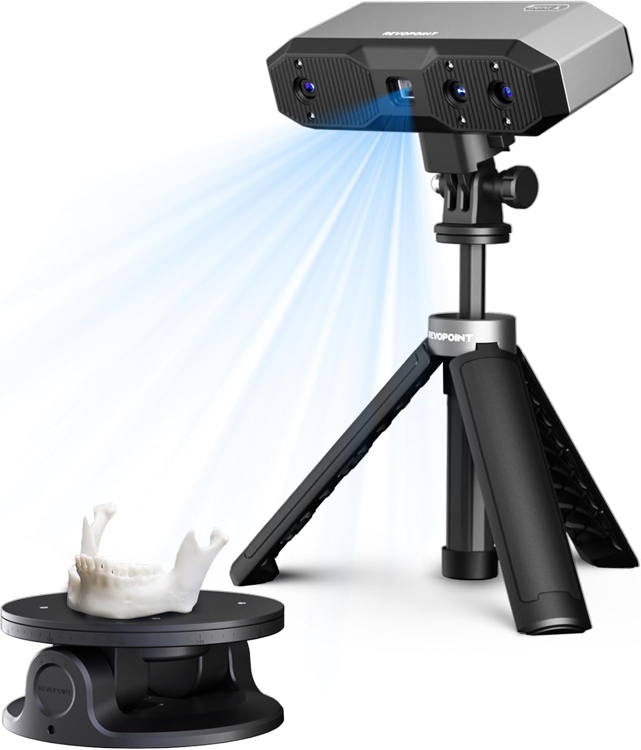 اسکنر سه بعدی دستی Revopoint MINI 2 برای پرینت سه بعدی، دقت 0.02 میلی متر، اسکن سریع 16 فریم در ثانیه، نور آبی صنعتی، اسکنر مدل سه بعدی رنگی قابل حمل برای دندانپزشکی، جواهرات و اجسام کوچک (پیشرفته)