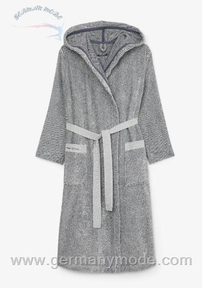 حوله حمام تن پوش زنانه و مردانه مارک او پلو آلمان MARC O POLO LIVING BADEMANTEL MODELL MELANGE AUS BAUMWOLL-FROTTIER Marine / Light Silver