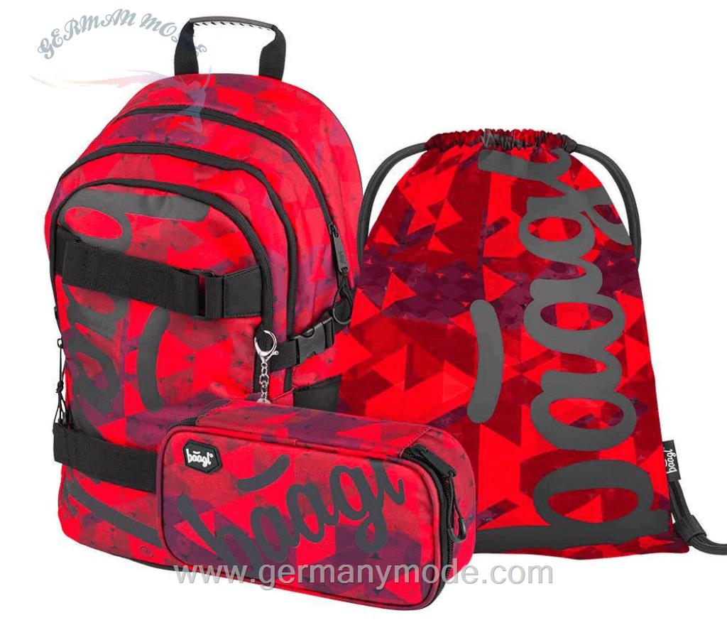 ست 3 تایی کوله پشتی مدرسه کوله ورزشی جامدادی دخترانه بگل Baagl Skate Triangle Rucksack Set 3tlg Rucksack Federmäppchen Turnbeutel