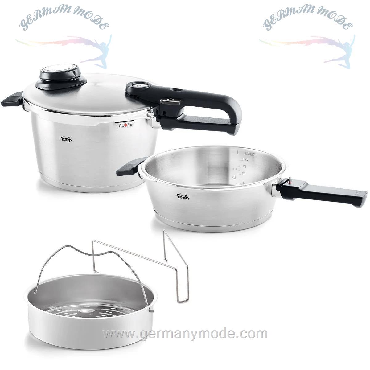 ست زودپز 2 تایی 2.5 - 4.5 لیتری فیسلر آلمان Fissler Vitavit Premium – Set aus Schnellbratpfanne 2,5 Liter + Schnellkochtopf 4,5 Liter