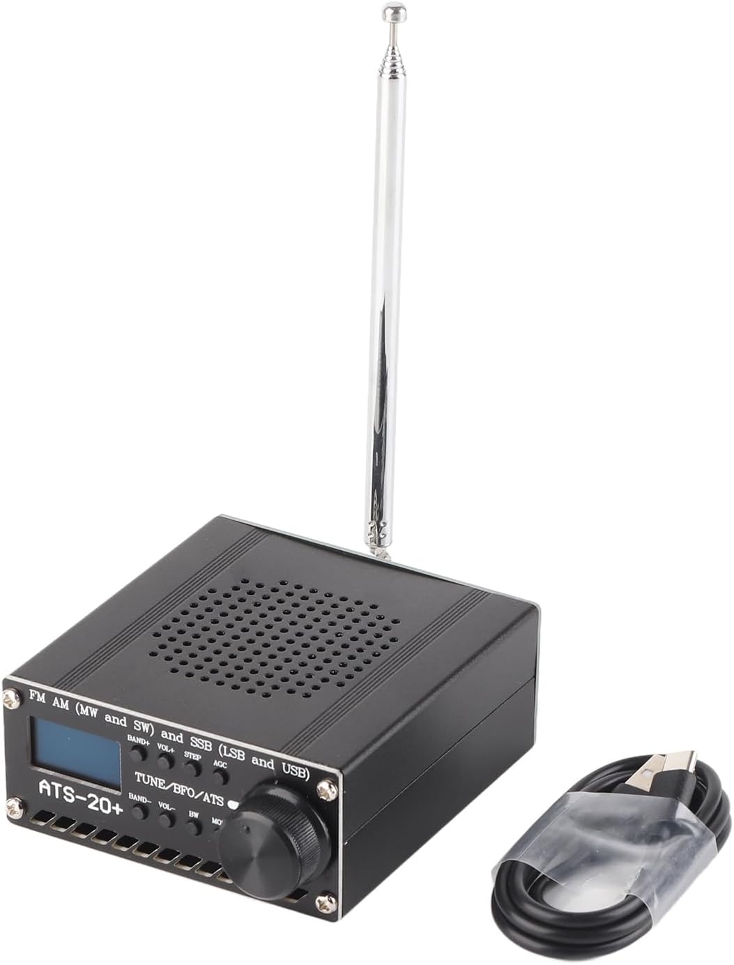رادیو گیرنده SI4735-RDS-همه کاره-OLED، گیرنده، شارژ USB، AM LW MW SW SSB، عمر طولانی، آنتن BNC، بلندگوی 1 وات با باتری لیتیوم 3.6 ولتی برای خروجی صدا